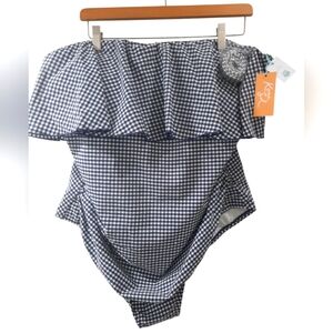 Gingham Seersucker Kona Sol One Piece Swim Suit NEW WITH TAGS